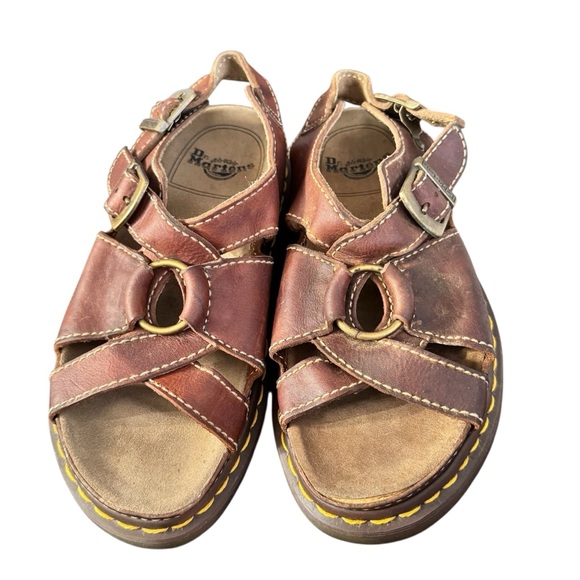 Dr. Martens Vintage 90s Brown Leather Platform Fisherman Sandals - Picture 2 of 6